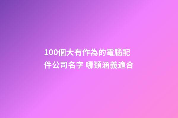 100個大有作為的電腦配件公司名字 哪類涵義適合